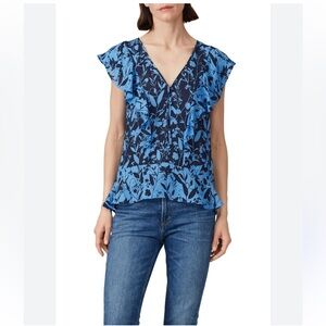 Parker Silk Kata Combo Blouse Floral Boho Casual Size: L